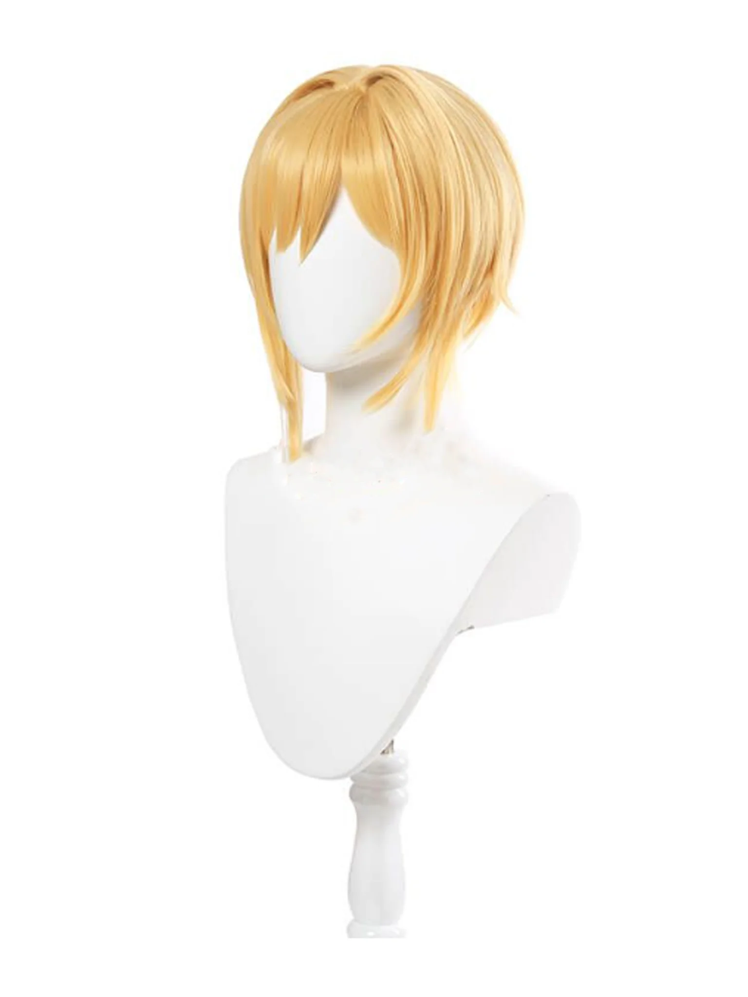 геншин импакт косплей genshin impact cosplay изкуствена коса перука wig peryka peruka руса къса люмине лумине lumine wig