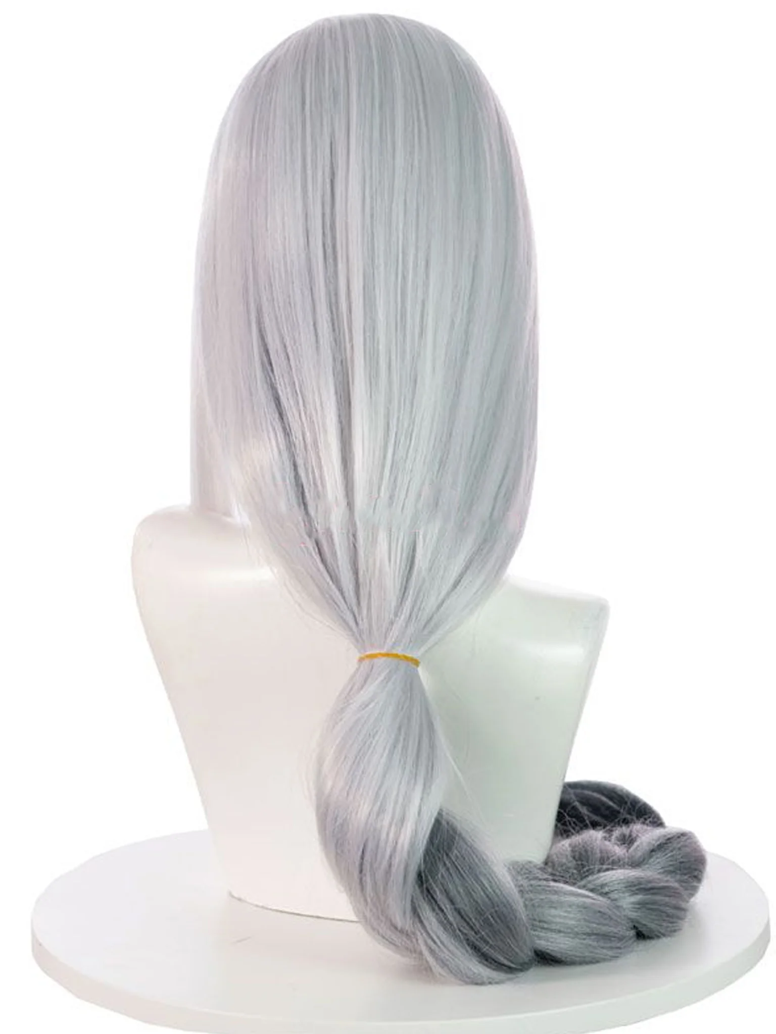 геншин импакт косплей genshin impact cosplay изкуствена коса перука shenhe wig шенхе сенхе схенхе сива омбре черна дълга плитка опашка