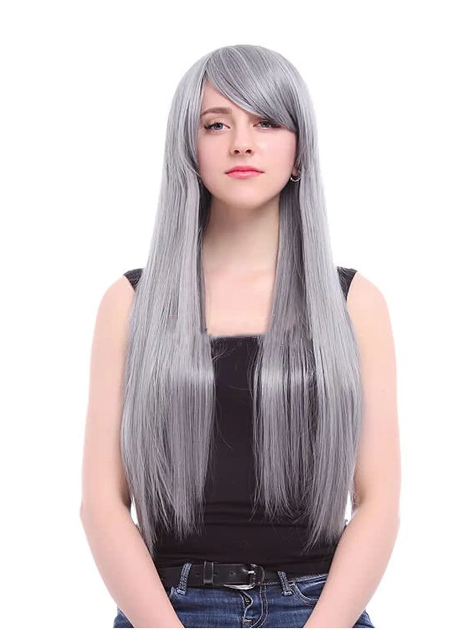 75 cm long standard standart no fringe bangs forehead wig 75 см изкуствена коса перука косплей cosplay стандартна без бретон различни цветове бяла черна руса светло тъмно розова кафява червена лилава