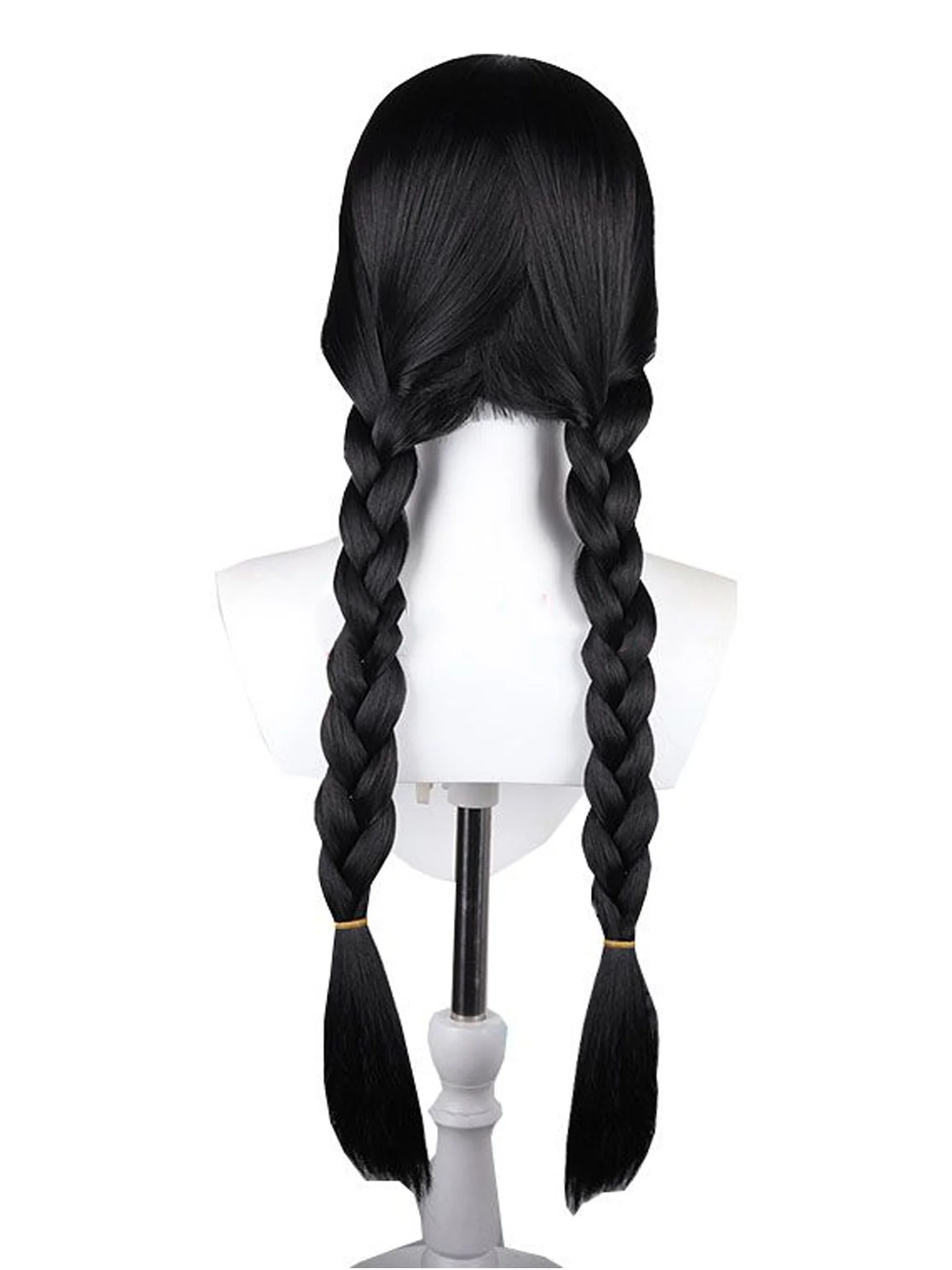 the addams family wednesday cosplay wig black braids fringe bangs black noir netflix cartoon serial halloween семейство адамс фемили уенздей нетфликс косплей перука дълга плитки опашки хелоуин