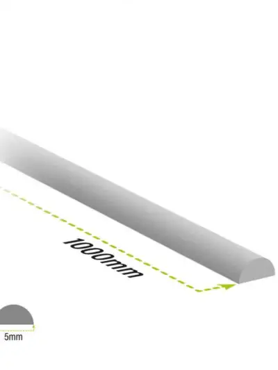 EVA foam half dowels Сиви полукръгли EVA профили – 1 метър, различни размери, изработени от високо-плътна пяна за косплей и хоби проекти
